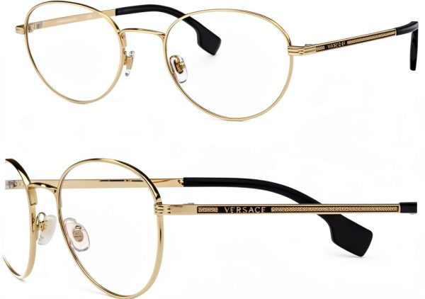 Versace Mens Eyeglasses Gold Metal Frame Phantos Design-0