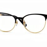 Luxottica Womens Cat Eye Metal Eyewear Frames Black Gold-0