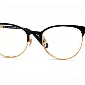 Luxottica Womens Cat Eye Metal Eyewear Frames Black Gold-0