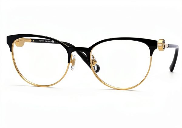 Luxottica Womens Cat Eye Metal Eyewear Frames Black Gold-0