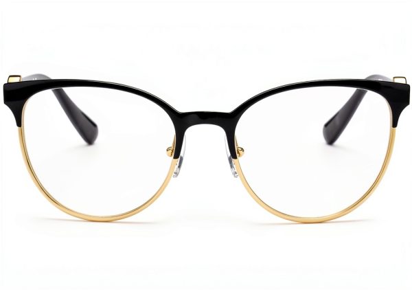 Luxottica Womens Cat Eye Metal Eyewear Frames Black Gold-1