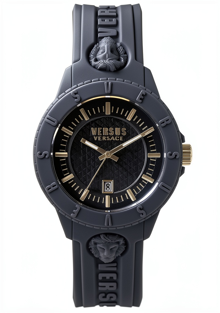 Versus Versace men's watch with blue enamel dial and silicone strap