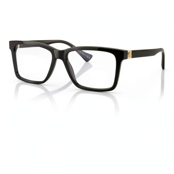 Versace Mens Eyeglasses Black Rectangle Acetate Frame-5