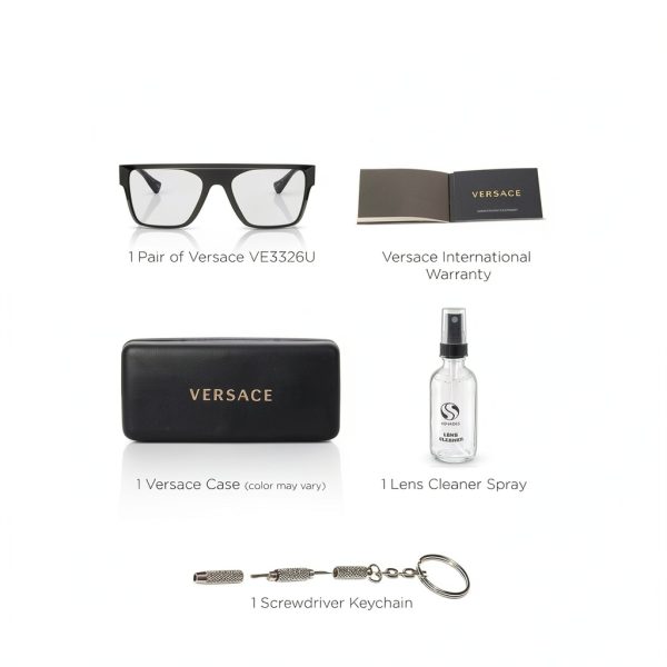 Versace Mens Eyeglasses Black Gold Rectangle Frame-3