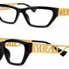 Versace Womens Eyeglasses Black Gold Oval Heart Design-0