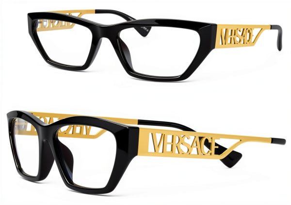 Versace Womens Eyeglasses Black Gold Oval Heart Design-0