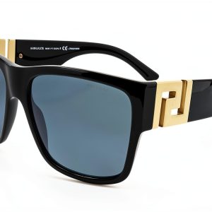 Versace Mens Sunglasses Black Grey Polarized Square Frame-0