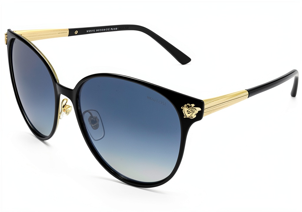 Versace Phantos sunglasses in Black/Pale Gold color on a model