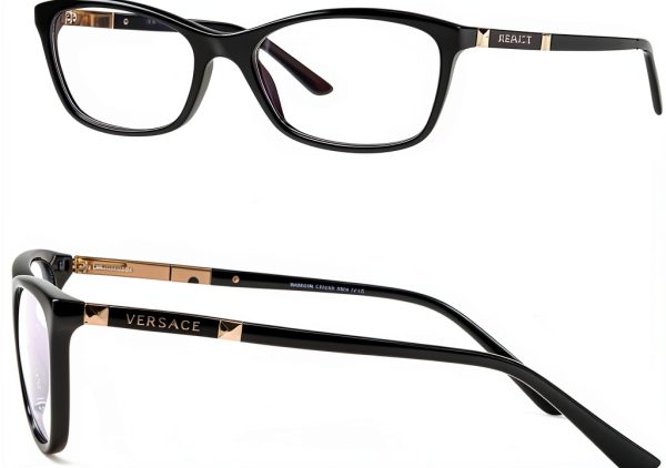 Versace Black Acetate Eyeglasses Women Butterfly Design 54mm-1