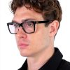 Versace Mens Eyeglasses Black Transparent Grey Rectangle-7