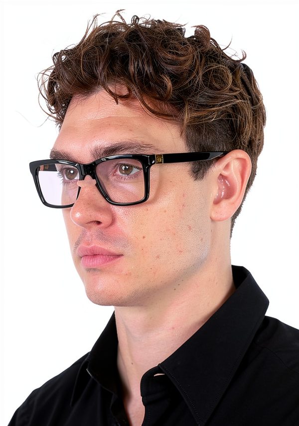 Versace Mens Eyeglasses Black Transparent Grey Rectangle-7