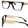 Versace Mens Eyeglasses Black Gold Rectangle Frame-1