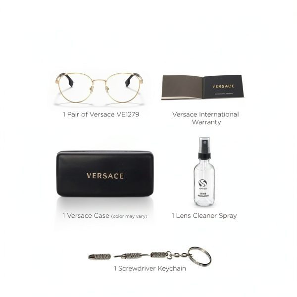 Versace Mens Eyeglasses Gold Metal Frame Phantos Design-3