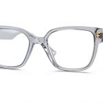 Versace Eyeglasses Transparent Grey Square Plastic Frames-0