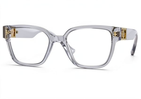 Versace Eyeglasses Transparent Grey Square Plastic Frames-0