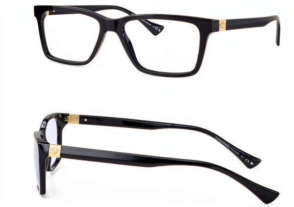 Versace Mens Eyeglasses Black Rectangle Acetate Frame-1
