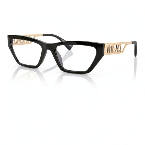 Versace Womens Eyeglasses Black Gold Oval Heart Design-5
