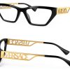 Versace Womens Eyeglasses Black Gold Oval Heart Design-1