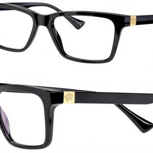 Versace Mens Eyeglasses Black Rectangle Acetate Frame-0