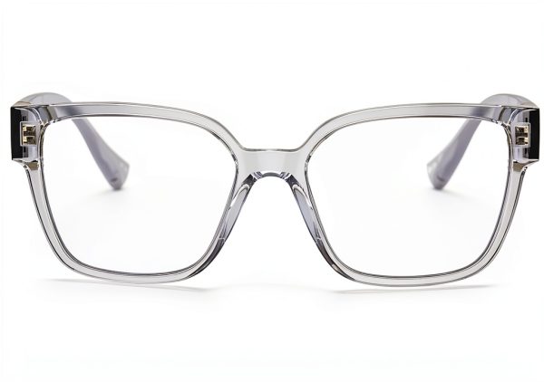 Versace Eyeglasses Transparent Grey Square Plastic Frames-1