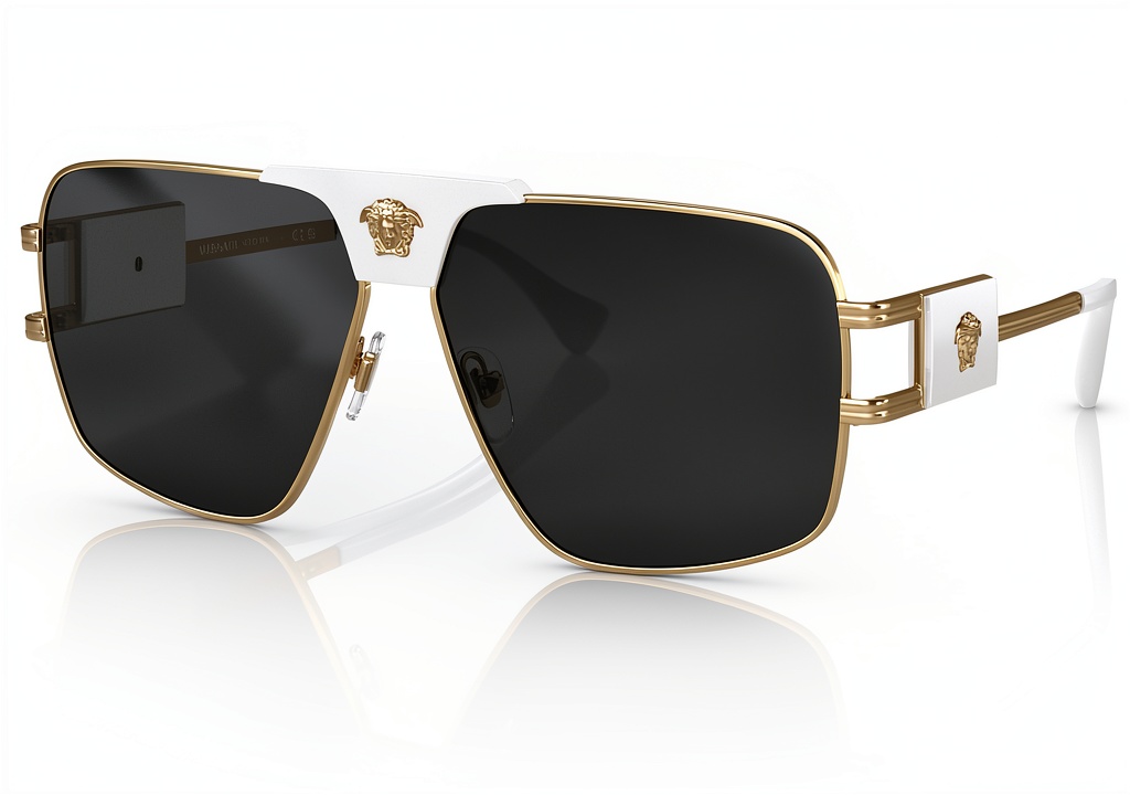 Versace unisex eyewear frames displayed on a modern desk