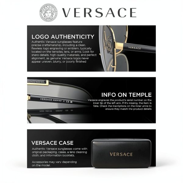 Versace Mens Eyeglasses Gold Metal Frame Phantos Design-6