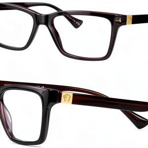 Versace Mens Eyeglasses Black Transparent Grey Rectangle-0