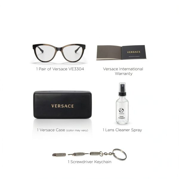 Versace Womens Eyeglasses Cat Eye Design Lightweight Comfort-3