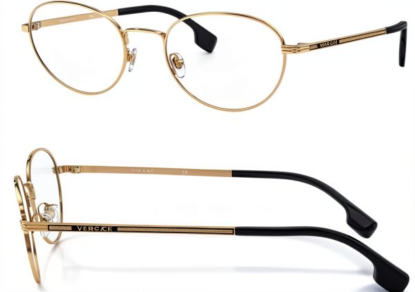 Versace Mens Eyeglasses Gold Metal Frame Phantos Design-1