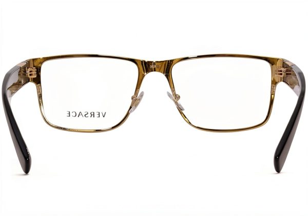 Versace Mens Eyewear Metal Frame Matte Black Gold Rectangle-3