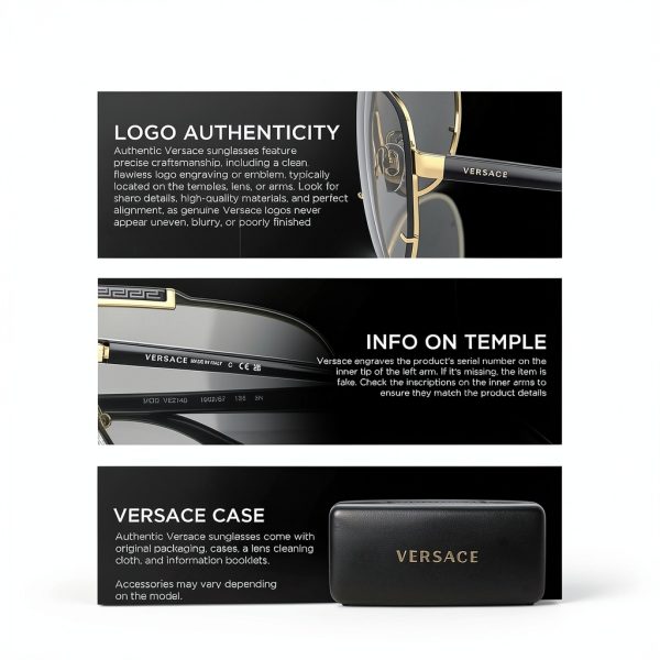 Versace Mens Eyeglasses Black Gold Rectangle Frame-6