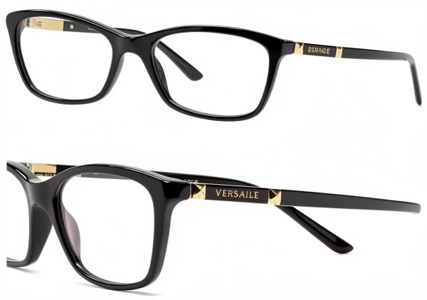 Versace Black Acetate Eyeglasses Women Butterfly Design 54mm-0