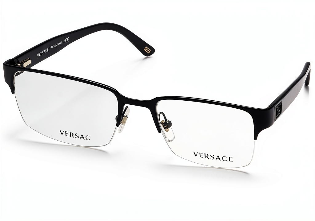 Versace womens eyewear frames in Matte Black on a display stand