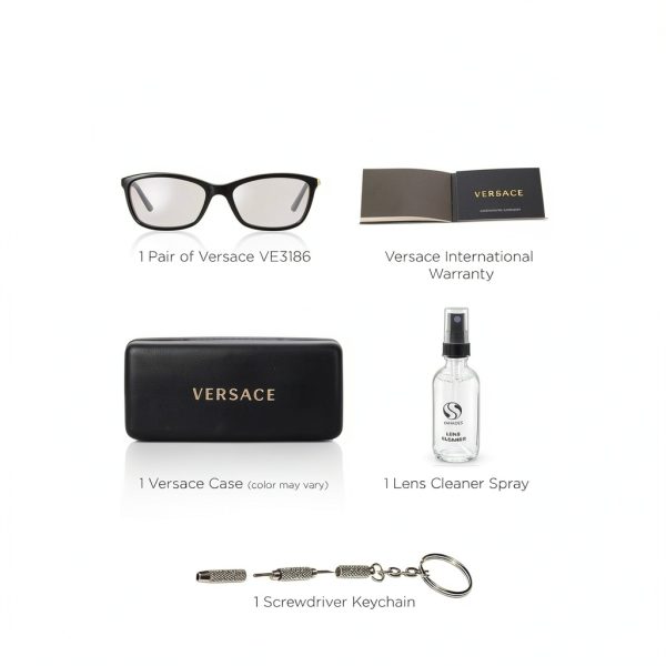 Versace Black Acetate Eyeglasses Women Butterfly Design 54mm-3
