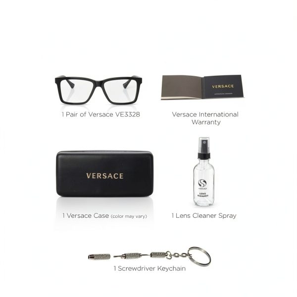 Versace Mens Eyeglasses Black Rectangle Acetate Frame-3