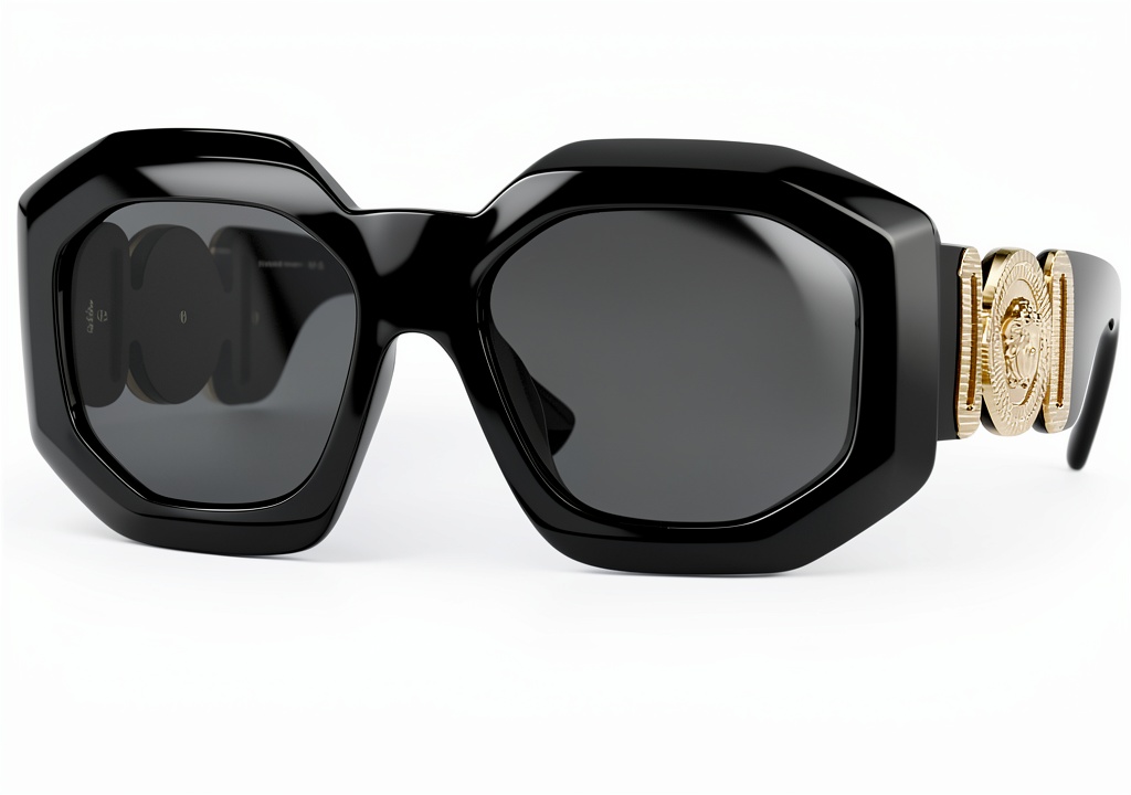 VE4424U GB187 Sunglasses in Black and White colors on a person outdoors