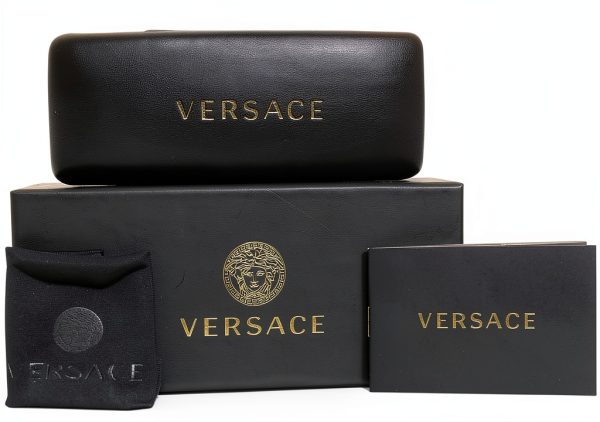 Versace Mens Eyewear Metal Frame Matte Black Gold Rectangle-4