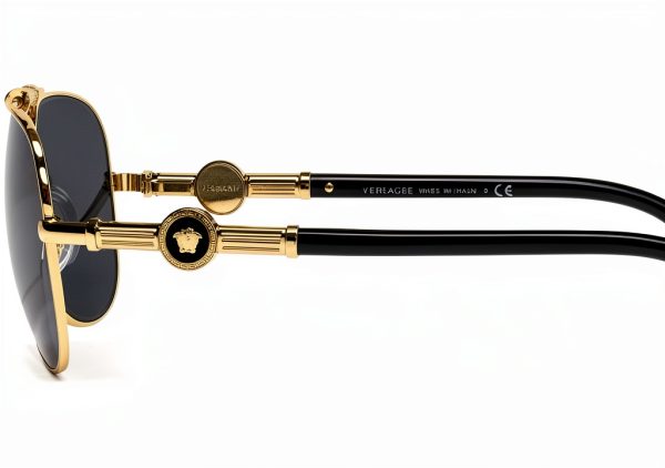 Pilot Sunglasses Gold X-Large Unisex Full Rim Frame-3