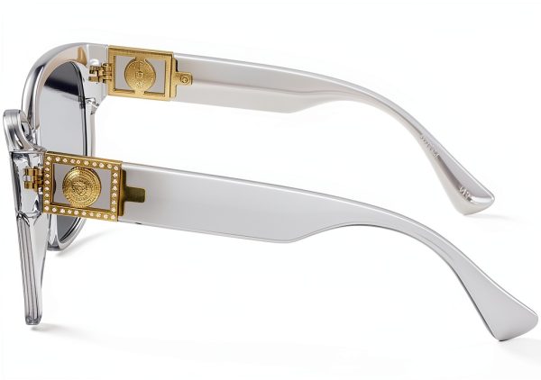 Versace Eyeglasses Transparent Grey Square Plastic Frames-2