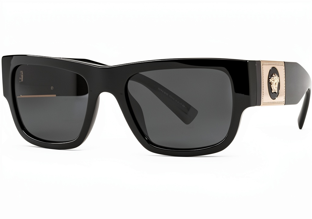 Versace mens sunglasses displayed on a neutral background highlighting the rectangle frame
