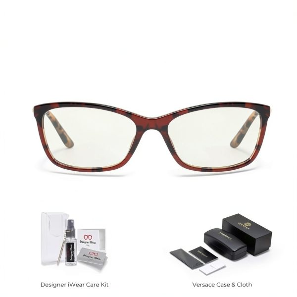 Versace VE3186 Womens Eyeglasses Rectangular Gold Acetate-1