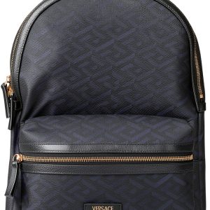 Versace Leather Briefcase Backpack Convertible Mens Business-0