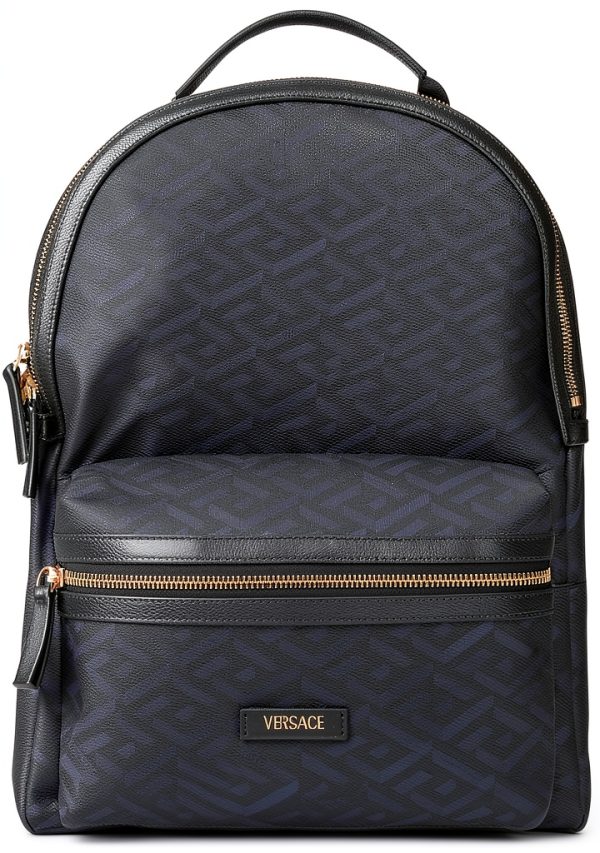 Versace Leather Briefcase Backpack Convertible Mens Business-0