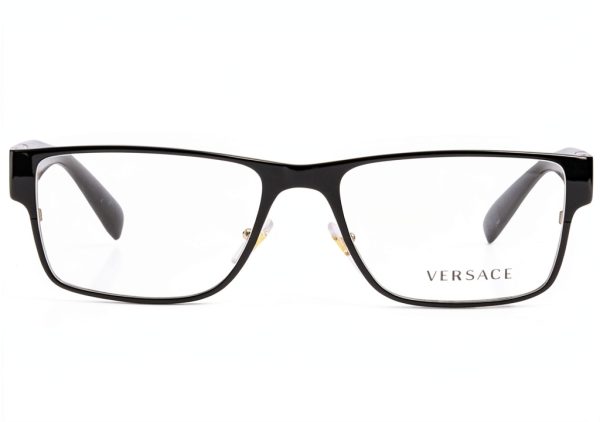 Versace Mens Eyewear Metal Frame Matte Black Gold Rectangle-1