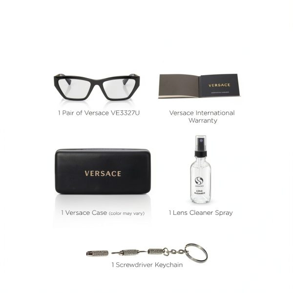 Versace Womens Eyeglasses Black Gold Oval Heart Design-3