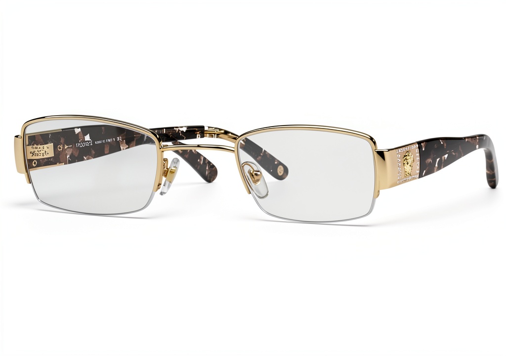 Versace VE1175B eyeglasses worn by a woman at a café