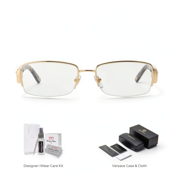 Versace VE1175B Eyeglasses Gold Semi Rimless Women-1
